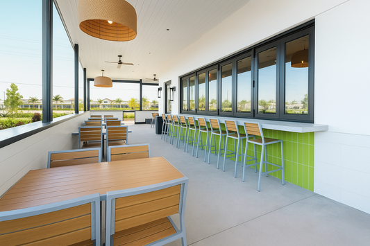 Teak/Silver Ariana Aluminum Top