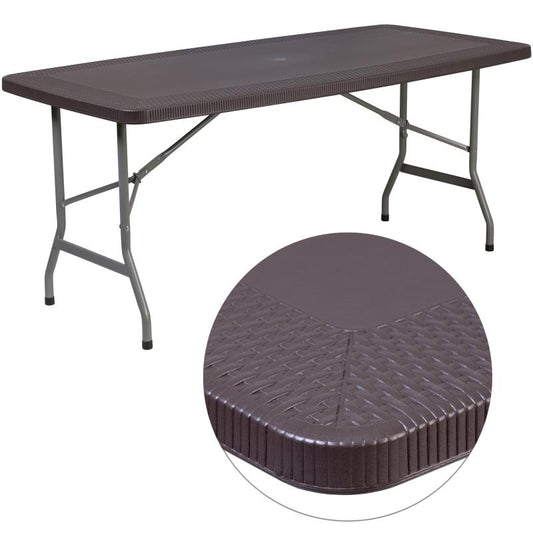 Elon 5.5' Rattan Folding Table