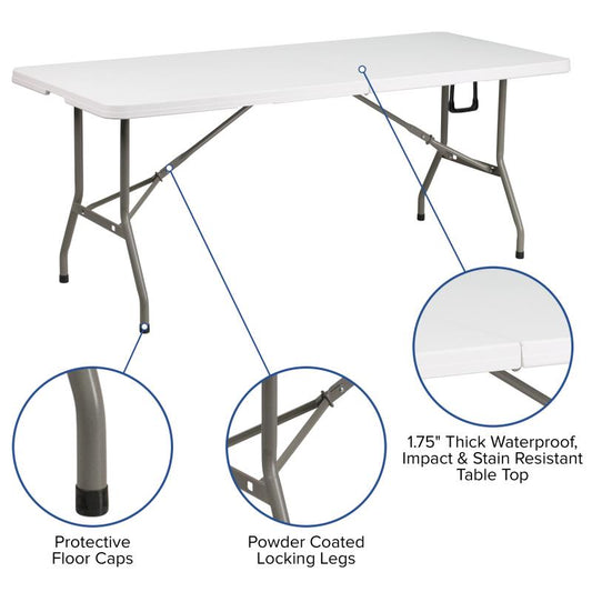 Elon 6' Granite White Folding Table