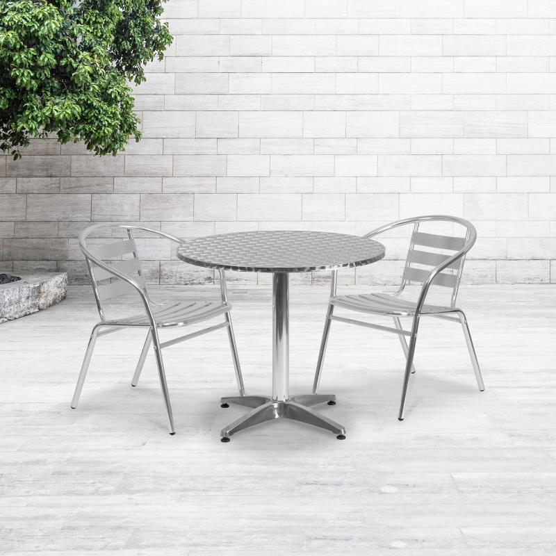 Mellie Round Aluminum Indoor-Outdoor Table with Base