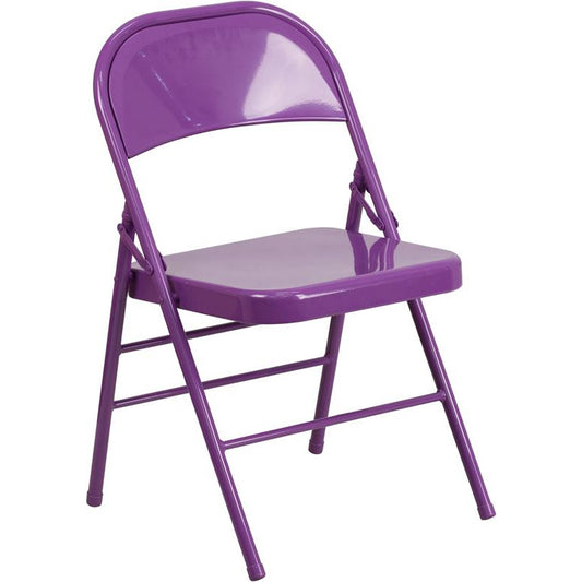 Triple Braced & Double Hinged Metal Folding Chair