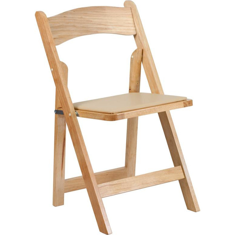Wood Folding Chair with Vinyl Padded Seat