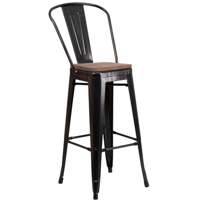 Brixton High Back Bar Stool