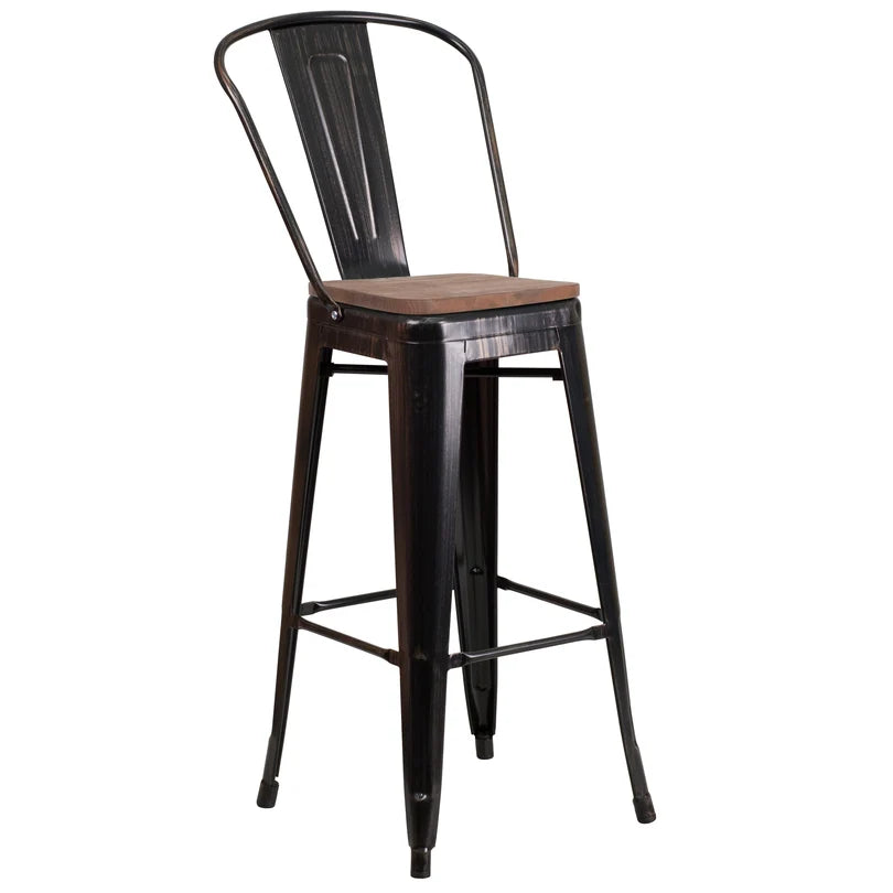 Brixton High Back Bar Stool