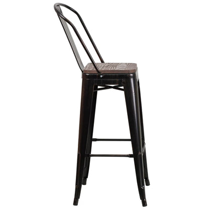 Brixton High Back Bar Stool