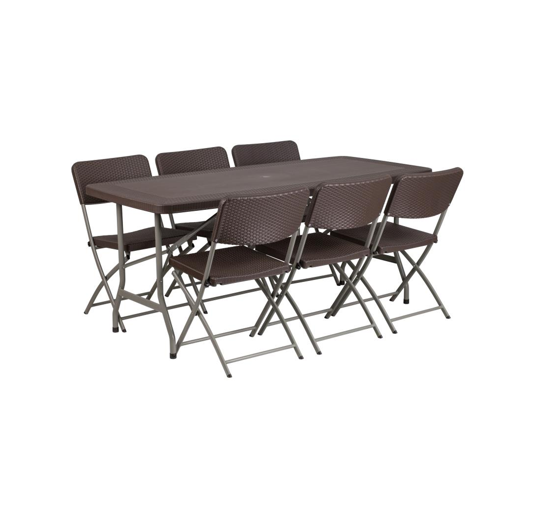 Elon Rattan Folding Table & Chair Set