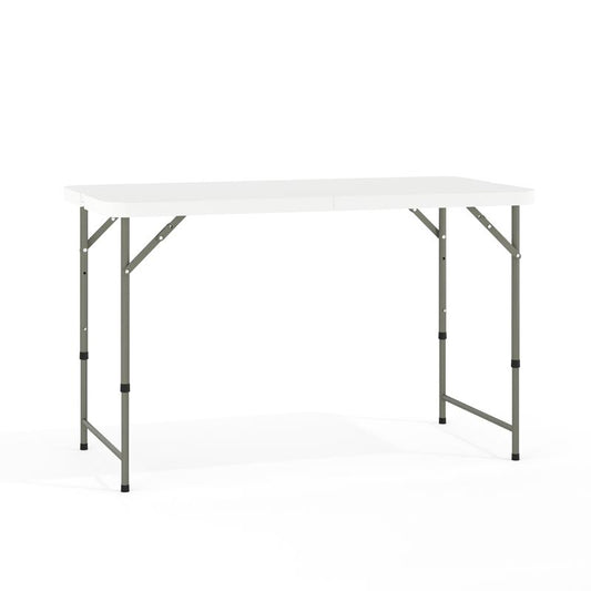 4' Granite White Plastic Folding Training Bi-Fold Table