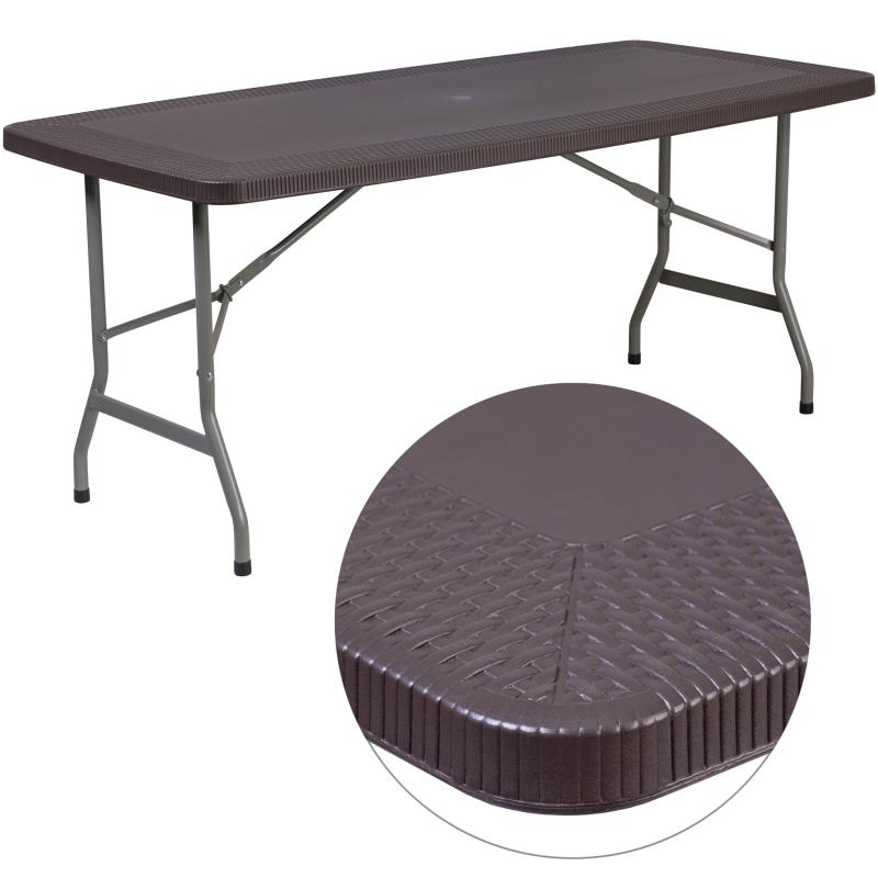 Elon 5.5' Rattan Folding Table