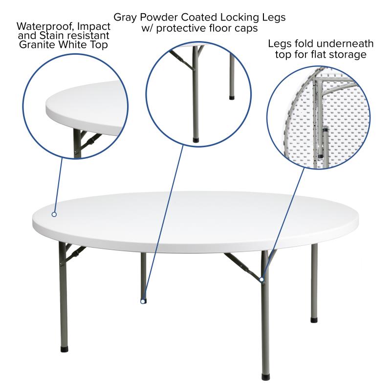 6' Round Folding Table