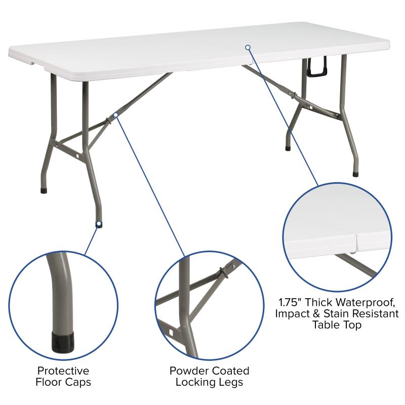 Elon 6' Granite White Folding Table
