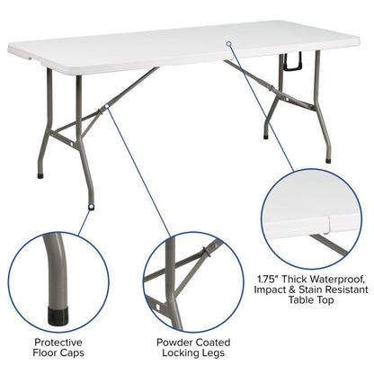 Elon 6' Granite White Folding Table