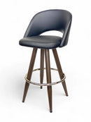 Nathan Black Upholstered Swivel Bar Stool