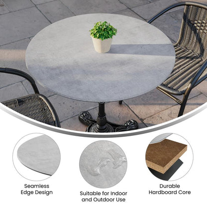 31.5" Round Gray Faux Concrete TopGuard HPL Wrapped Tabletop