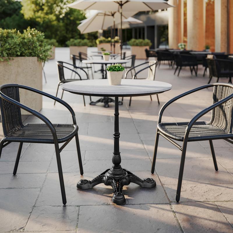 31.5" Round Gray Faux Concrete TopGuard HPL Wrapped Tabletop