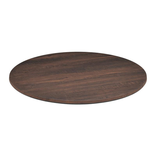 31.5" Round Dark Brown TopGuard HPL Wrapped Tabletop
