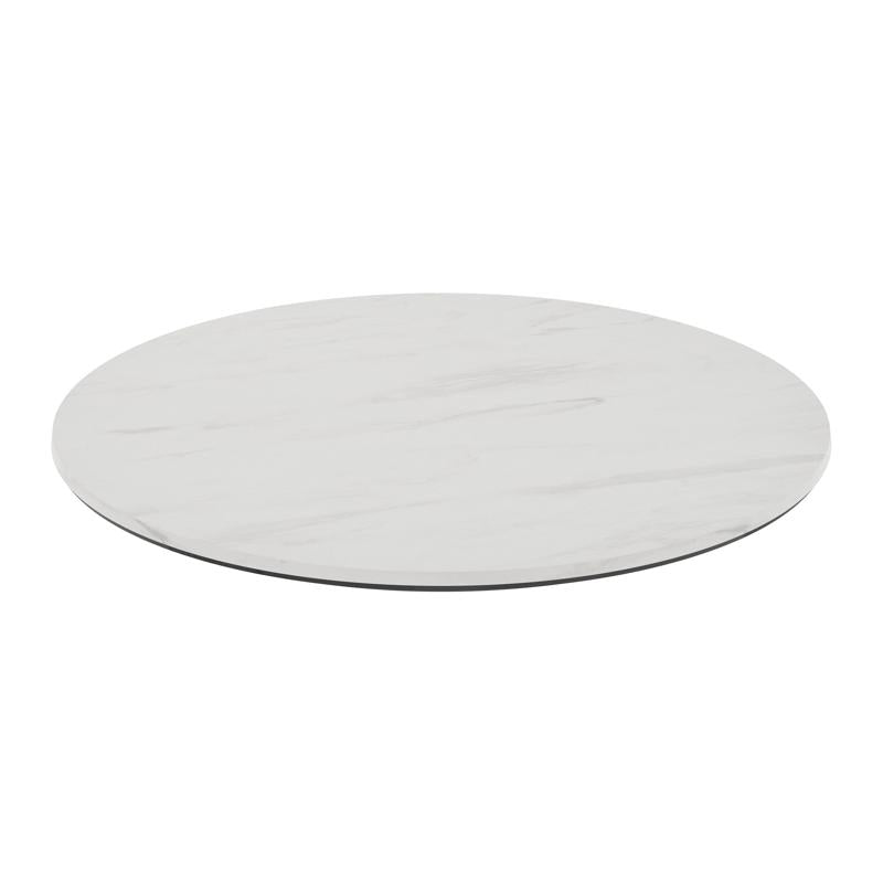 31.5" Round White Faux Marble TopGuard HPL Wrapped Tabletop