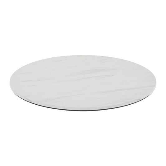 31.5" Round White Faux Marble TopGuard HPL Wrapped Tabletop