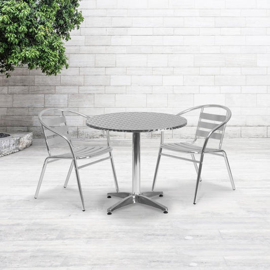 Mellie Round Aluminum Indoor-Outdoor Table with Base