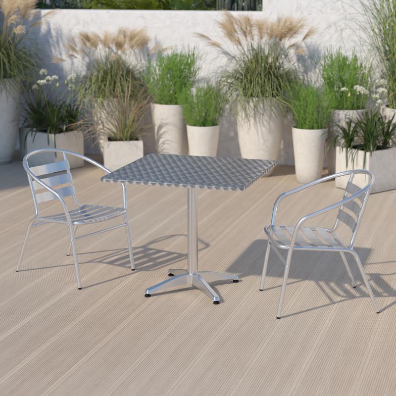 Mellie Square Aluminum Indoor-Outdoor Table with Base