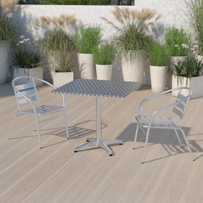Mellie Square Aluminum Indoor-Outdoor Table with Base