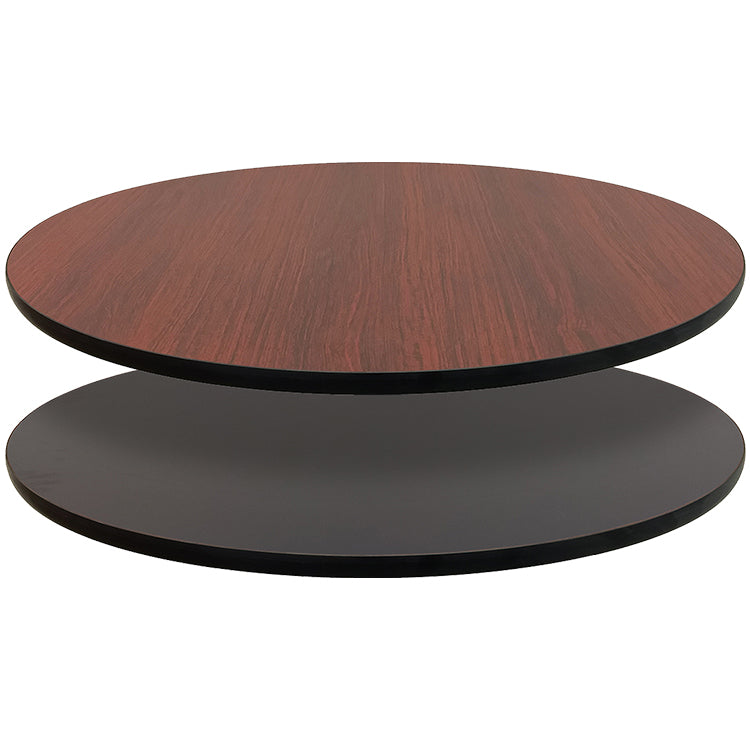 1" Reversible Laminate Table Top Black/Mahogany