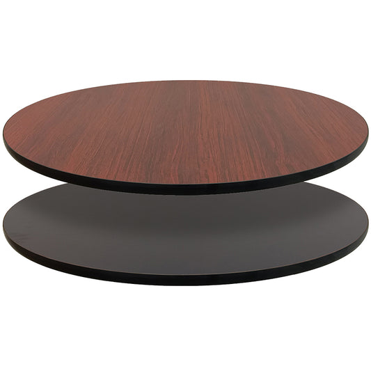 1" Reversible Laminate Table Top Black/Mahogany