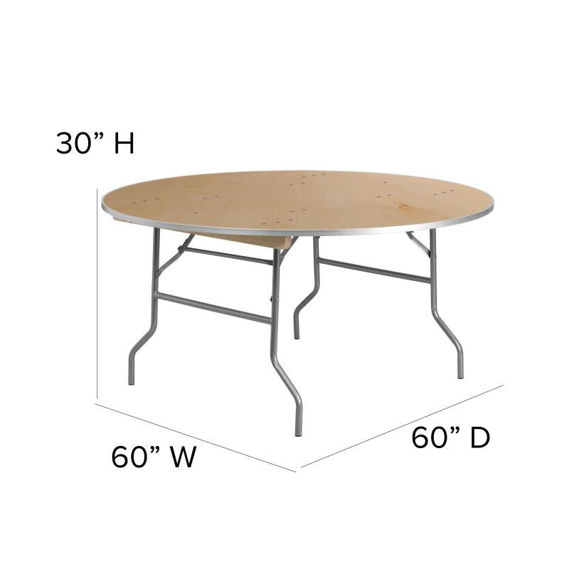 The Elon  6' Round Birchwood Banquet Table