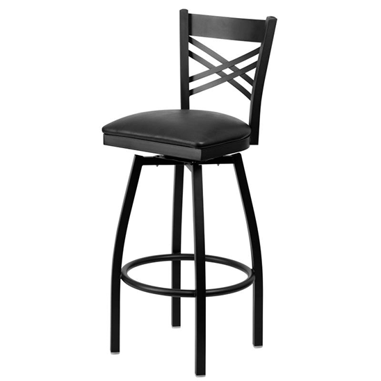 Marino X-Back Swivel Metal Padded Bar Stool