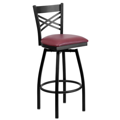 Marino X-Back Swivel Metal Padded Bar Stool