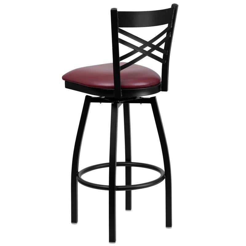 Marino X-Back Swivel Metal Padded Bar Stool