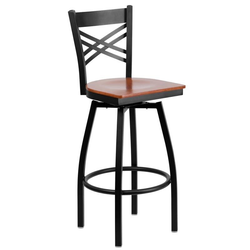 Marino X-Back Swivel Metal Bar Stool