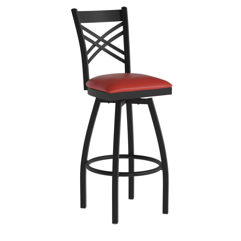 Marino X-Back Swivel Metal Padded Bar Stool