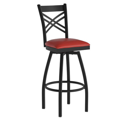 Marino X-Back Swivel Metal Padded Bar Stool