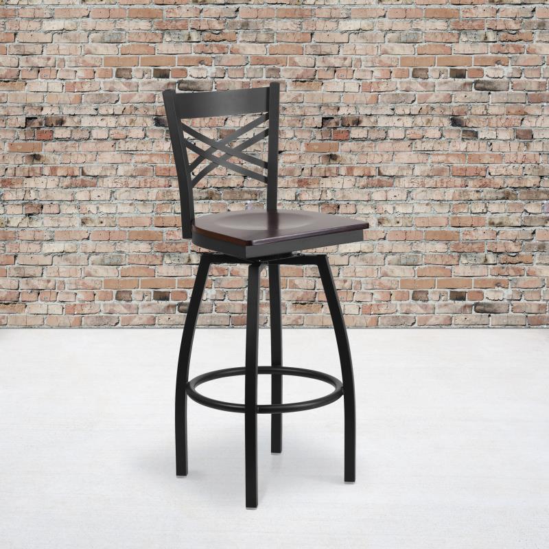 Marino X-Back Swivel Metal Bar Stool