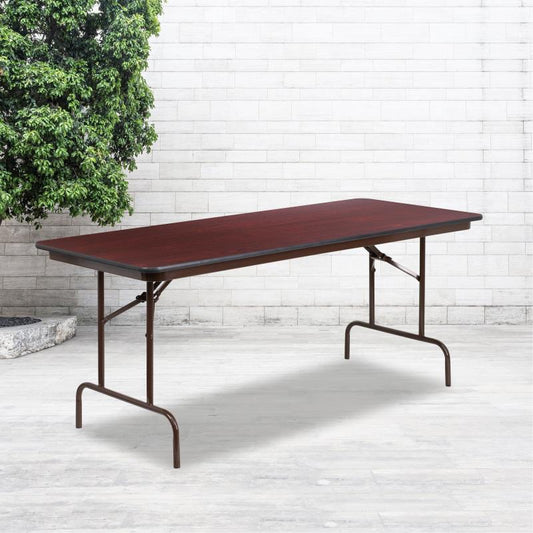 Floyd 6' Mahogany Laminate Folding Banquet Table