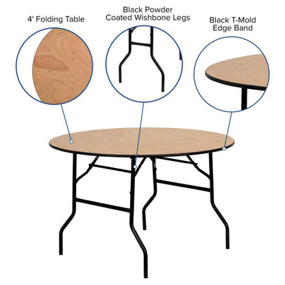 Round Wood Folding Banquet Table