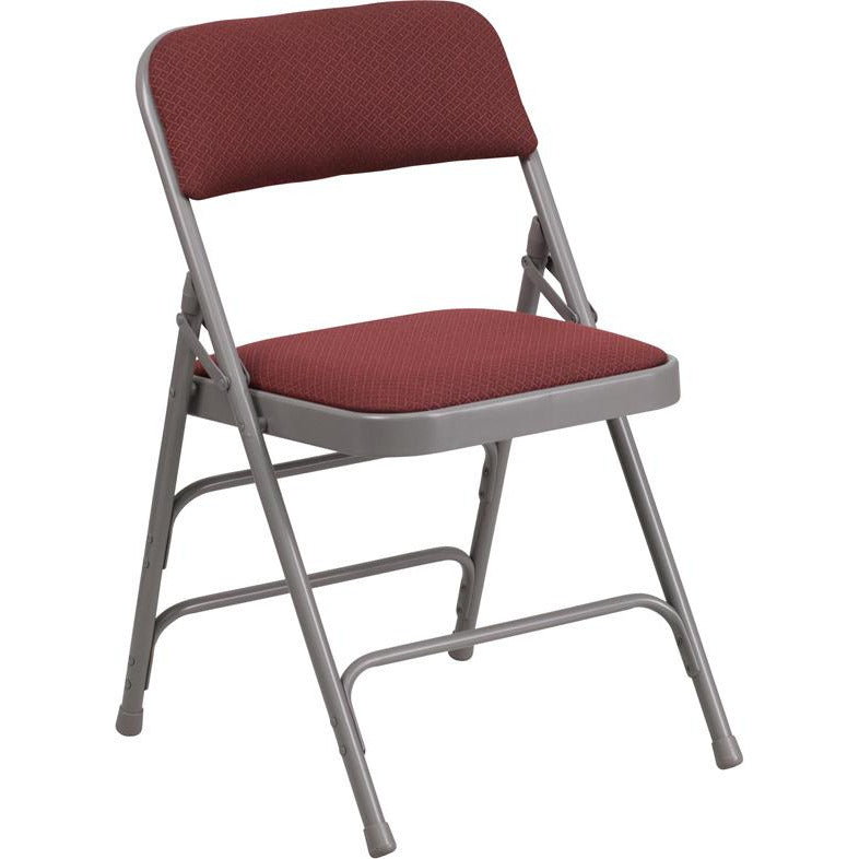 Curved Triple Braced & Double Hinged Upholstered Metal Folding Chair