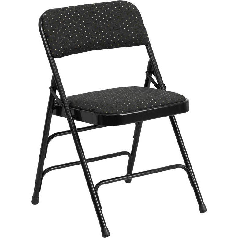 Curved Triple Braced & Double Hinged Upholstered Metal Folding Chair