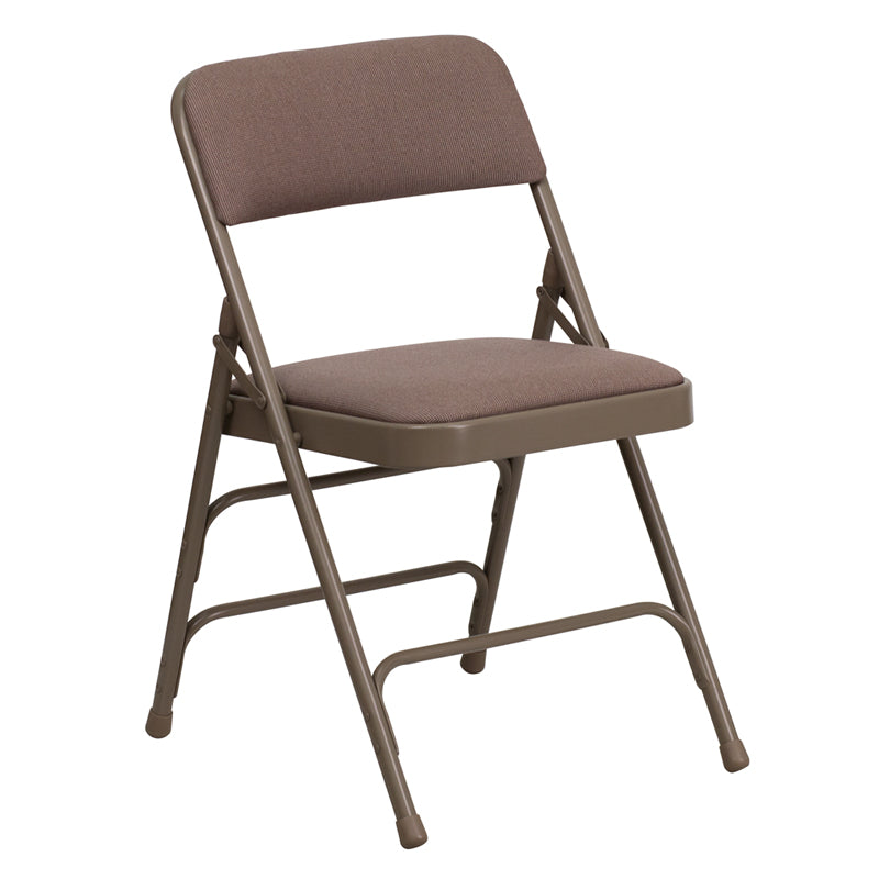 Curved Triple Braced & Double Hinged Upholstered Metal Folding Chair