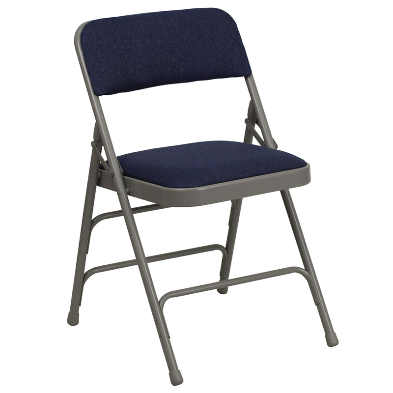 Curved Triple Braced & Double Hinged Upholstered Metal Folding Chair