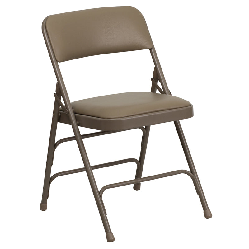 Curved Triple Braced & Double Hinged Upholstered Metal Folding Chair