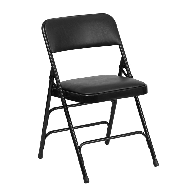 Curved Triple Braced & Double Hinged Upholstered Metal Folding Chair