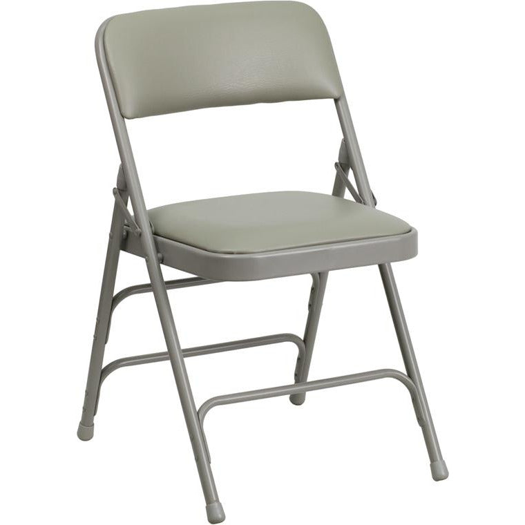 Curved Triple Braced & Double Hinged Upholstered Metal Folding Chair