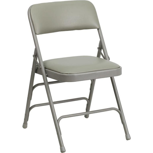 Curved Triple Braced & Double Hinged Upholstered Metal Folding Chair