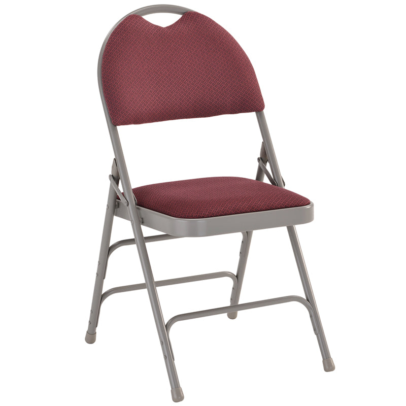 Extra Large Triple Braced Metal Folding Chair with Easy-Carry Handle