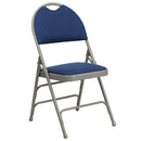 Extra Large Triple Braced Metal Folding Chair with Easy-Carry Handle