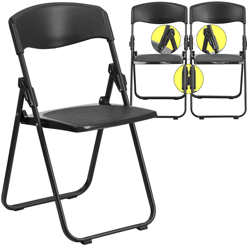 Heavy Duty Plastic Folding Chair with Built-in Ganging Brackets
