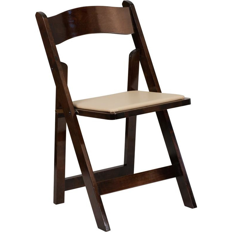 Wood Folding Chair with Vinyl Padded Seat