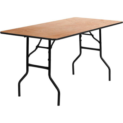 Wood Folding Banquet Table with Clear Coated Finished Top